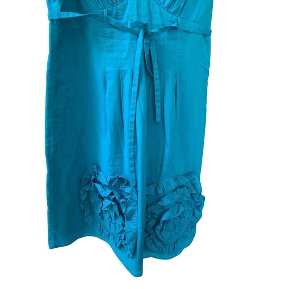 Paula KC Bright Blue Sleeveless Summer Party Deep V-neck Cotton Lined Dress M - Picture 6 of 10
